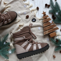 Ботинки из кожи и замши бежевого цвета Ls6-2