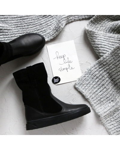 Ботинки из кожи и замши черного цвета Арт. 12-2/21852