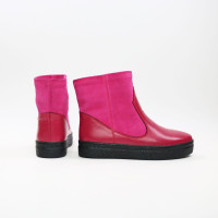 Ботинки из кожи и замши в цвете фуксия Арт. 12-19Ls