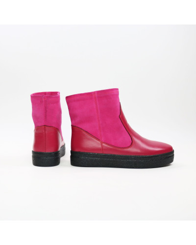 Ботинки из кожи и замши в цвете фуксия Арт. 12-19Ls