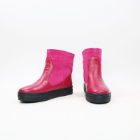 Ботинки из кожи и замши в цвете фуксия Арт. 12-19Ls