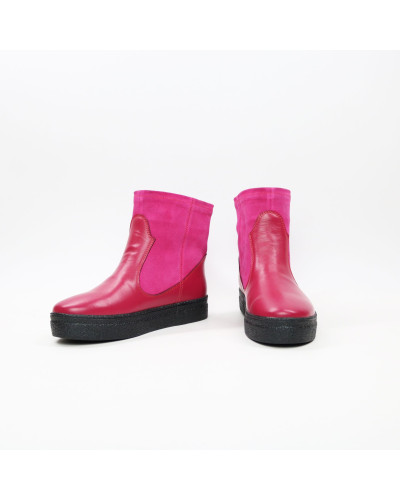 Ботинки из кожи и замши в цвете фуксия Арт. 12-19Ls