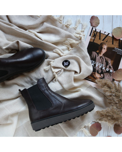 Ботинки из кожи цвета шоколад 12-1(Ls6)