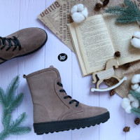 Ботинки из замши цвета капучино 12-6(Ls6)