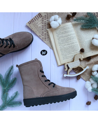 Ботинки из замши цвета капучино 12-6(Ls6)