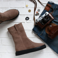 Ботинки из замши цвета капучино Арт. 12-2/21852