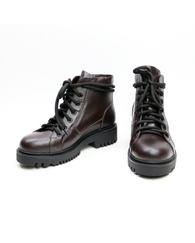 Ботинки со шнуровкой из кожи оттенка шоколад Арт. 51-3/21855
