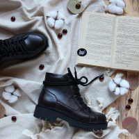 Ботинки со шнуровкой из кожи оттенка шоколад Арт. 51-3/21855