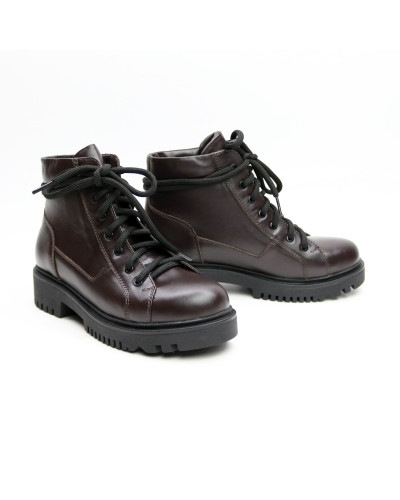Ботинки со шнуровкой из кожи оттенка шоколад Арт. 51-3/21855