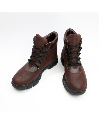 Ботинки со шнуровкой из кожи оттенка шоколад Арт. As-3/15