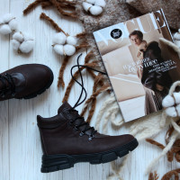 Ботинки со шнуровкой из кожи оттенка шоколад Арт. As-3/15