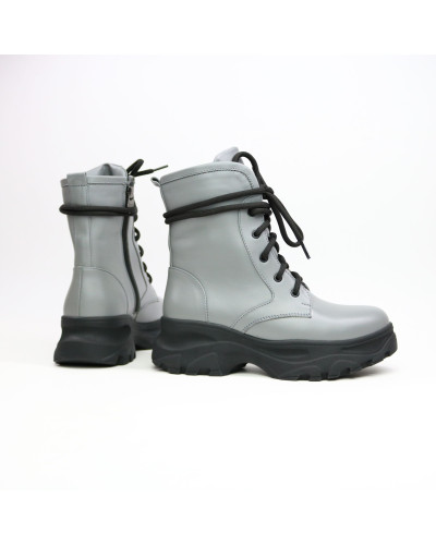 Ботинки со шнуровкой из кожи светло-серого цвета Арт. 12-6/247