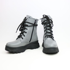 Ботинки со шнуровкой из кожи светло-серого цвета Арт. 12-6/247