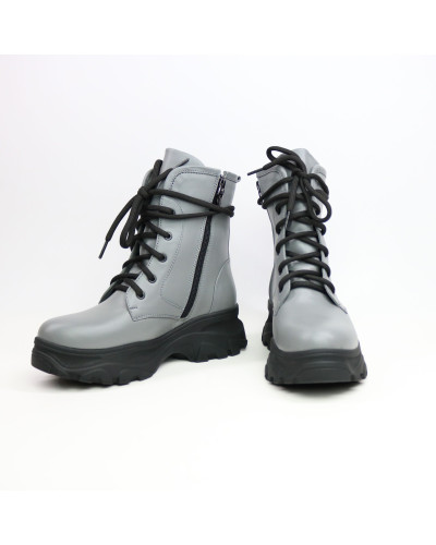 Ботинки со шнуровкой из кожи светло-серого цвета Арт. 12-6/247