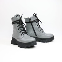 Ботинки со шнуровкой из кожи светло-серого цвета Арт. 12-6/247