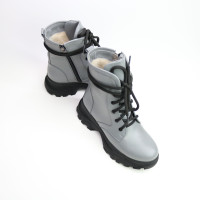 Ботинки со шнуровкой из кожи светло-серого цвета Арт. 12-6/247