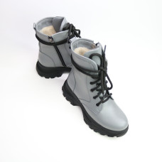 Ботинки со шнуровкой из кожи светло-серого цвета Арт. 12-6/247