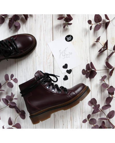 Ботинки со шнуровкой из кожи цвета бордо Арт. As-4/025P