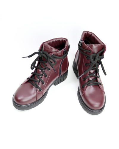 Ботинки со шнуровкой из кожи цвета бордо Арт. As-4/17