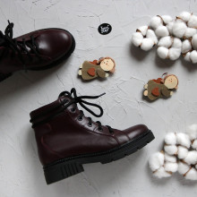 Ботинки со шнуровкой из кожи цвета бордо Арт. As-4/17