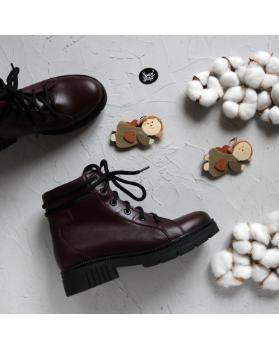 Ботинки со шнуровкой из кожи цвета бордо Арт. As-4/17