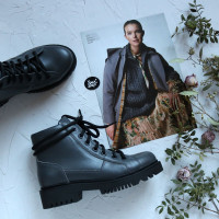 Ботинки со шнуровкой из кожи цвета графит Арт. 51-3/21855