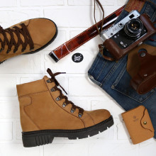 Ботинки со шнуровкой из нубука рыжего цвета Арт. As-4/17Р