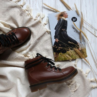 Ботинки со шнуровкой из рыжей кожи Арт. As-4/025P