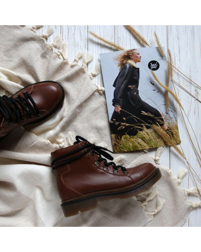 Ботинки со шнуровкой из рыжей кожи Арт. As-4/025P