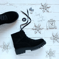 Ботинки со шнуровкой из замши черного цвета Арт. As-5/21855