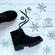 Ботинки со шнуровкой из замши черного цвета Арт. As-5/21855