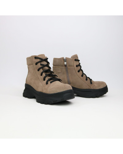 Ботинки со шнуровкой из замши цвета капучино  Арт. As-4/247