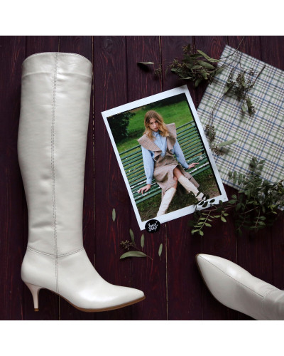 Бежеві класичні чоботи на шпильці Арт. 657-14/36