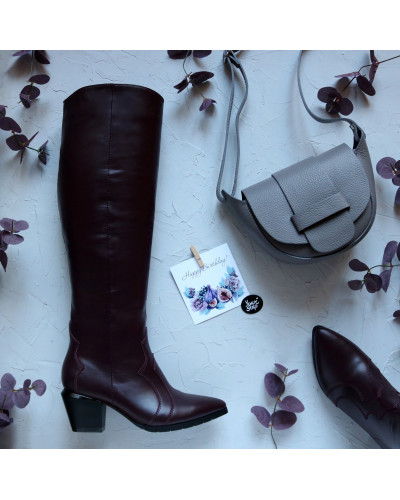 Класичні чоботи зі шкіри на підборах Арт. 657-12/57