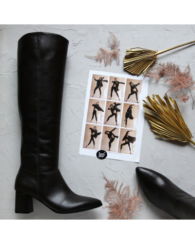 Класичні чоботи зі шкіри на підборах Арт. 657-14/47Ок