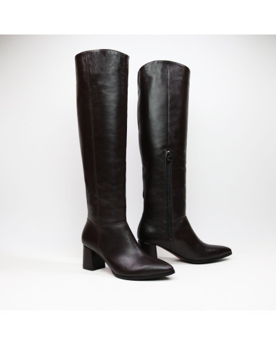 Класичні чоботи зі шкіри на підборах Арт. 657-14/47Ок