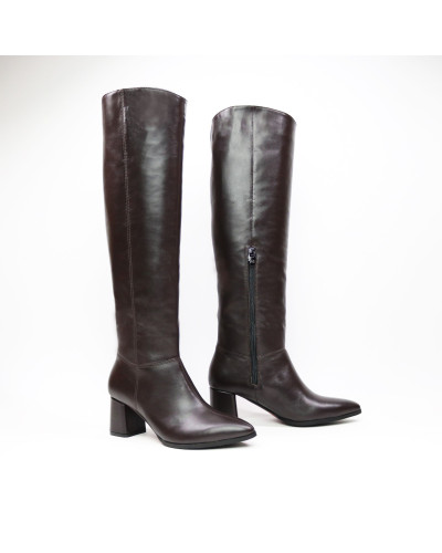 Класичні чоботи зі шкіри на підборах Арт. 657-14/47Ок