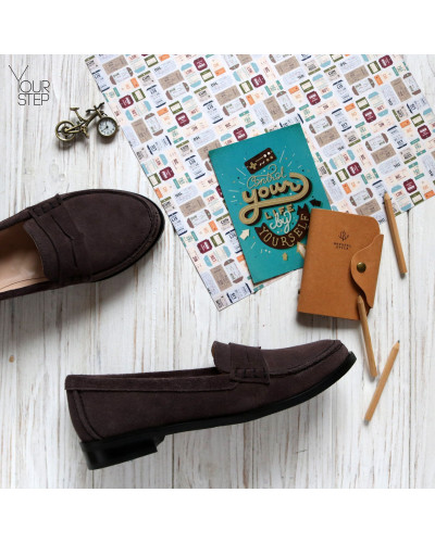 Мокасины из замши цвета какао Арт. 05-10(Mar4)