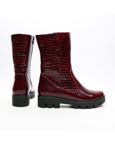 Полусапоги из лаковой кожи под рептилию в цвете бордо Арт. 12-2(S2)