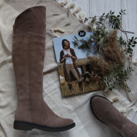 Бежеві ботфорти із замші 12-31(Sn4)