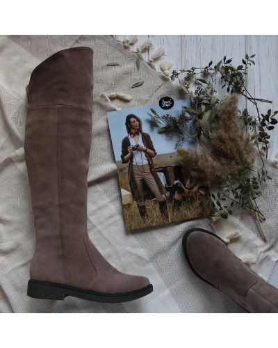 Бежеві ботфорти із замші 12-31(Sn4)