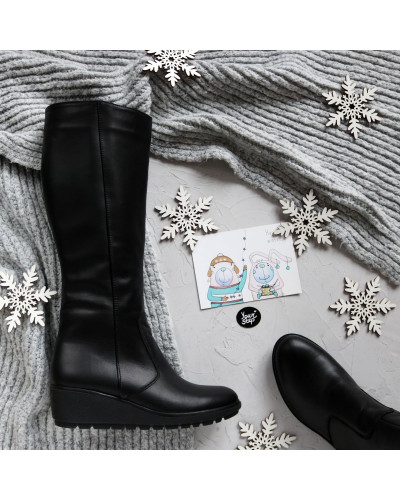 Чоботи на танкетці з натуральної шкіри Арт.30-1(Ir3)