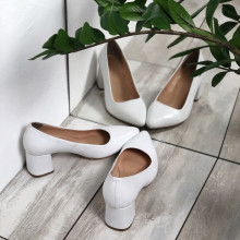 Білі туфлі-човники з натуральної шкіри Арт. 657-1/47Ok