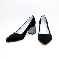 Туфлі-човники з чорної замші на підборах Арт. 657-1/47Ok