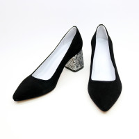 Туфлі-човники з чорної замші на підборах Арт. 657-1/47Ok