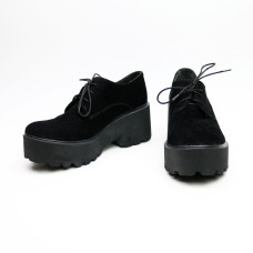 Туфли из черной замши на тракторной подошве Арт. 32-1/21875