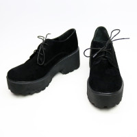 Туфли из черной замши на тракторной подошве Арт. 32-1/21875