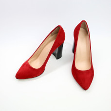 Туфлі-човники з червоного велюру Арт. 35-1/44Ок