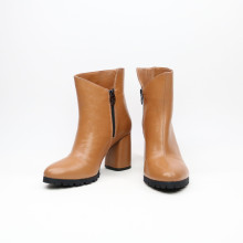 Ботильоны из светло-рыжей кожи на обтяжном каблуке  Арт. 52-5/55ОкReg