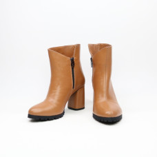 Ботильоны из светло-рыжей кожи на обтяжном каблуке  Арт. 52-5/55ОкReg